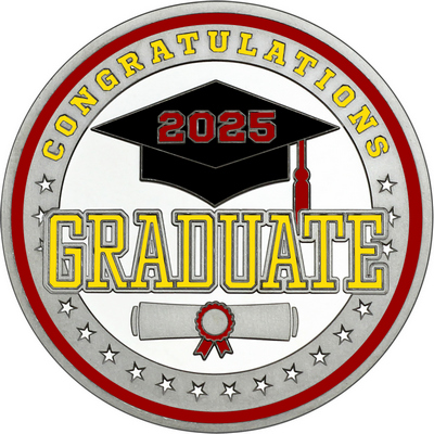 Yellow "Congratulations Graduate" with Maroon 2025, Rim, Tassel & Ribbon